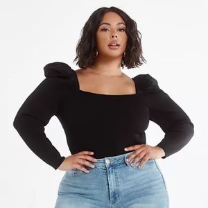 Fashion to figure Puff Sleeve Square Neck Top